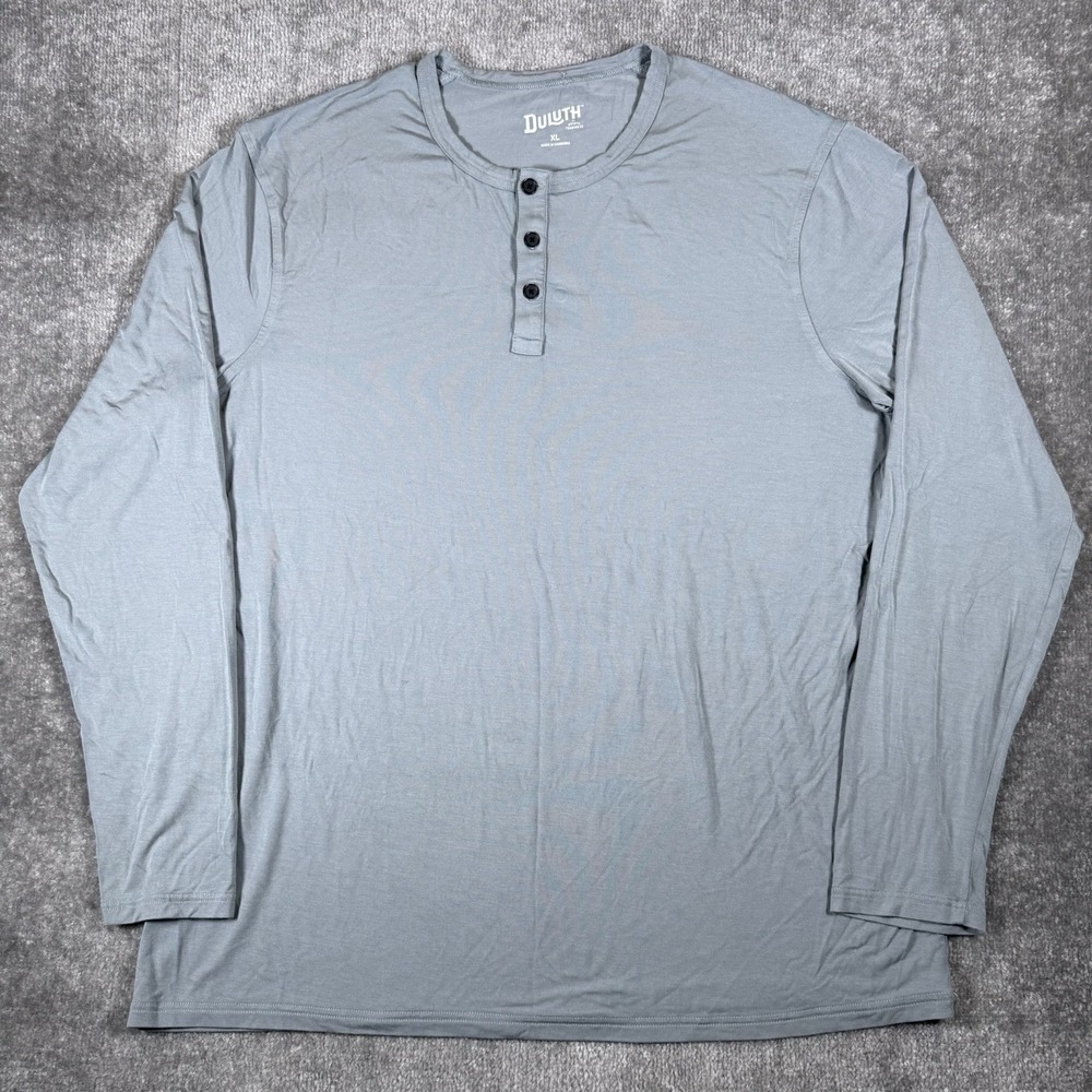 Duluth Trading Sleep Shirt Men's XL Gray Dang Soft Henley Long Sleeve Modal
